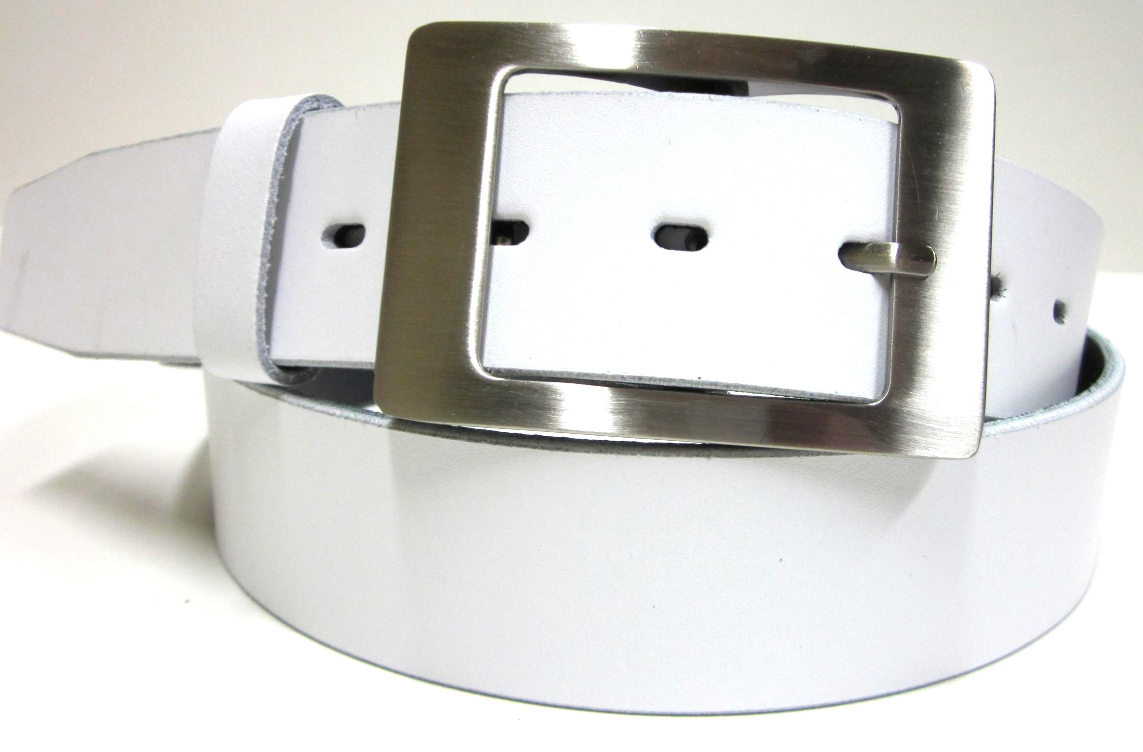 Biely opasok moderny - kozeny damsky opasok