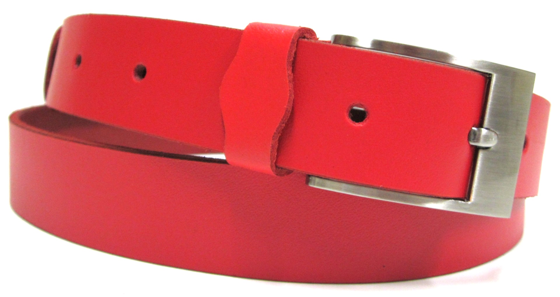 Kožený opasok červený úzky