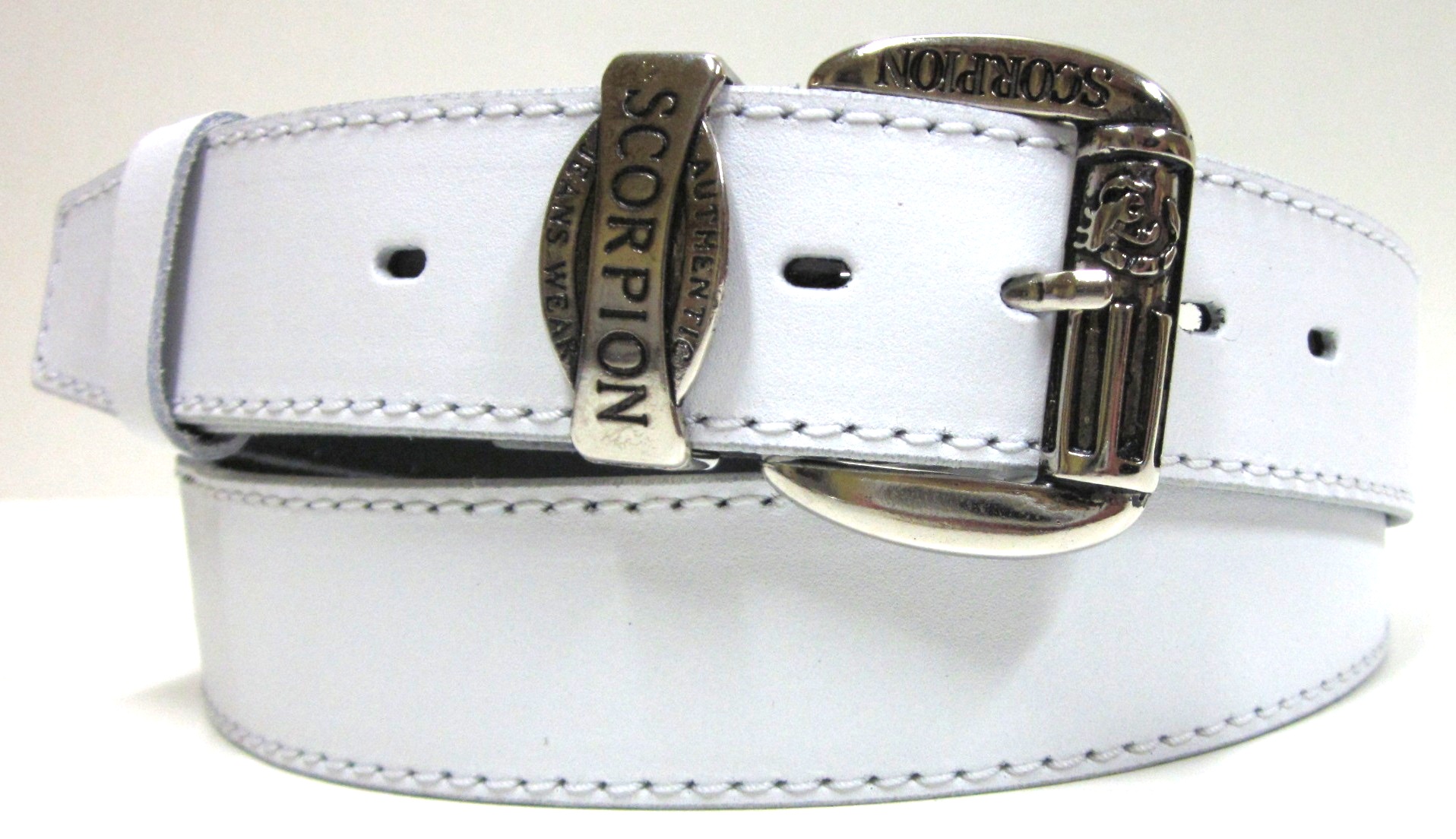 Kožený opasok pánsky biely