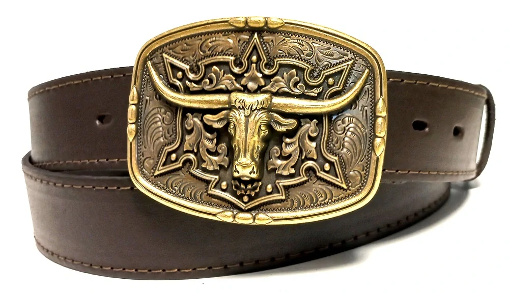 Hnedý kožený cowboy opasok