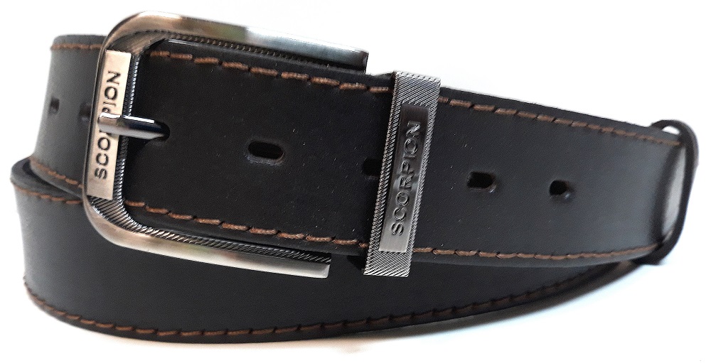 Kožený opasok hnedý SCORPION