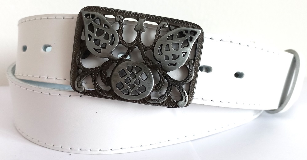 Kožený štýlový biely opasok