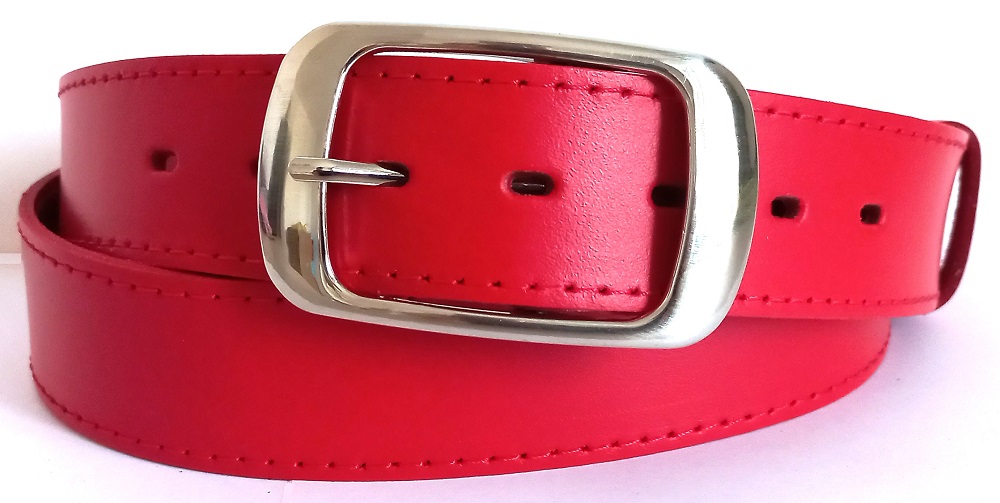 Kožený trendový opasok červený