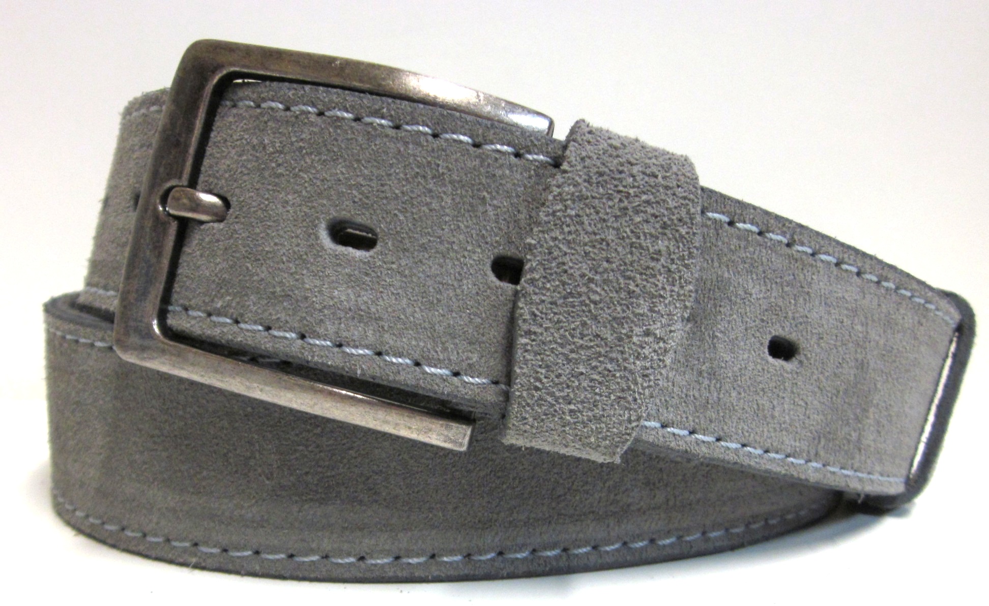 Kožený klasický šedý opasok