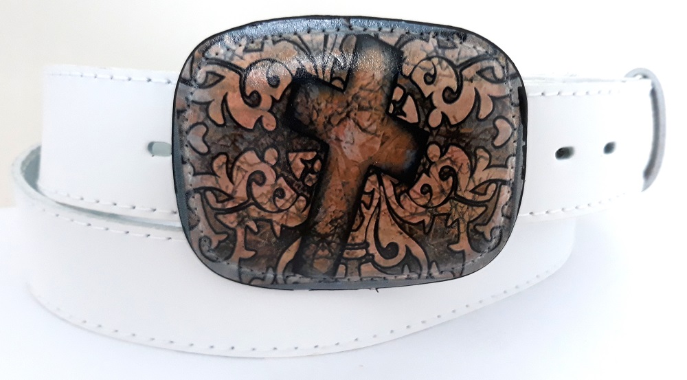 Kožený opasok dámsky s krížom