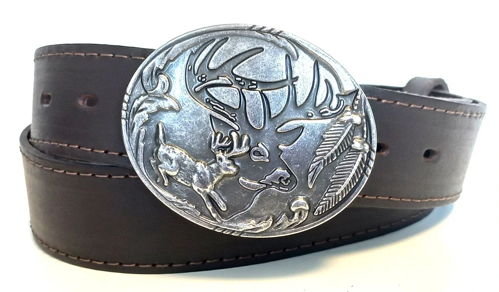 Opasok kožený s jeleňom na pracke