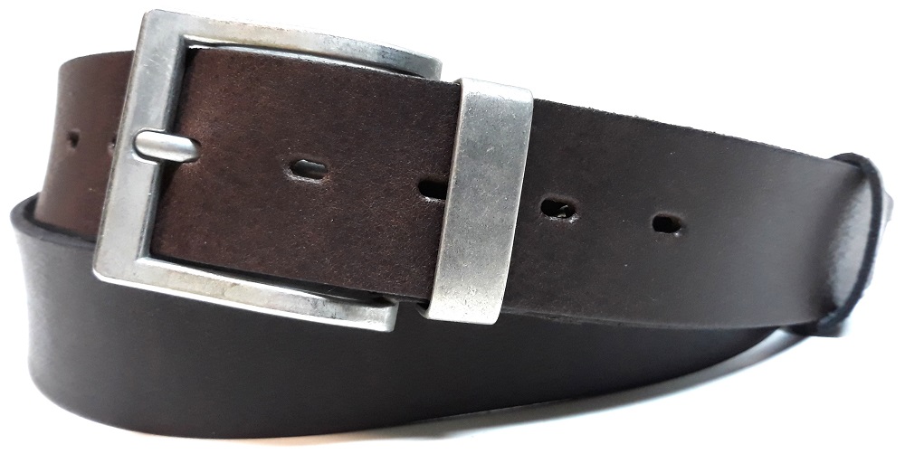 Hnedý kožený opasok do nohavíc