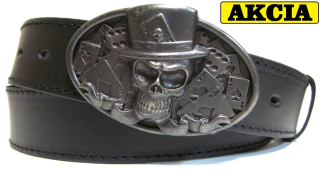 Kožený opasok s lebkou