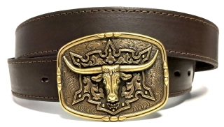 Hnedý kožený cowboy opasok