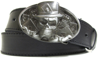 Čierny opasok s 3D prackou lebka