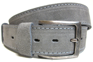 Kožený klasický šedý opasok