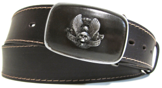 Kožený opasok s moto prackou