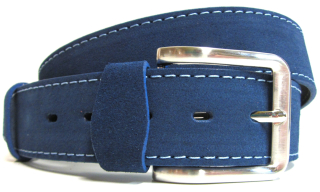Kožený opasok s klasickou prackou modrý