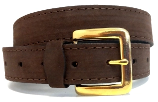 Úzky hnedý opasok so zlatou prackou